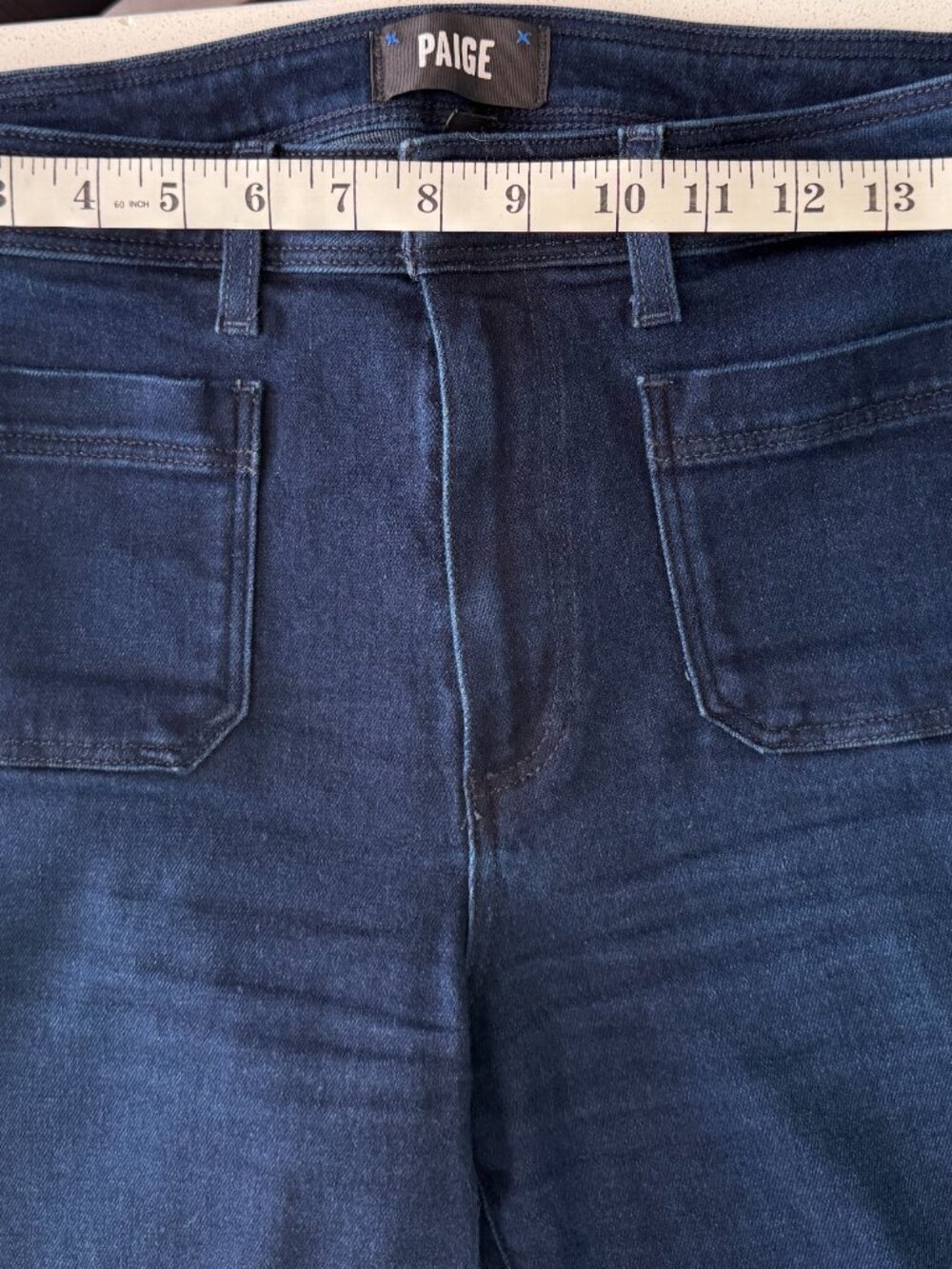 PAIGE Leenah Jeans Size 30 Dark Wash Patch Pocket Wide Leg Stretch Denim - Picture 8 of 14